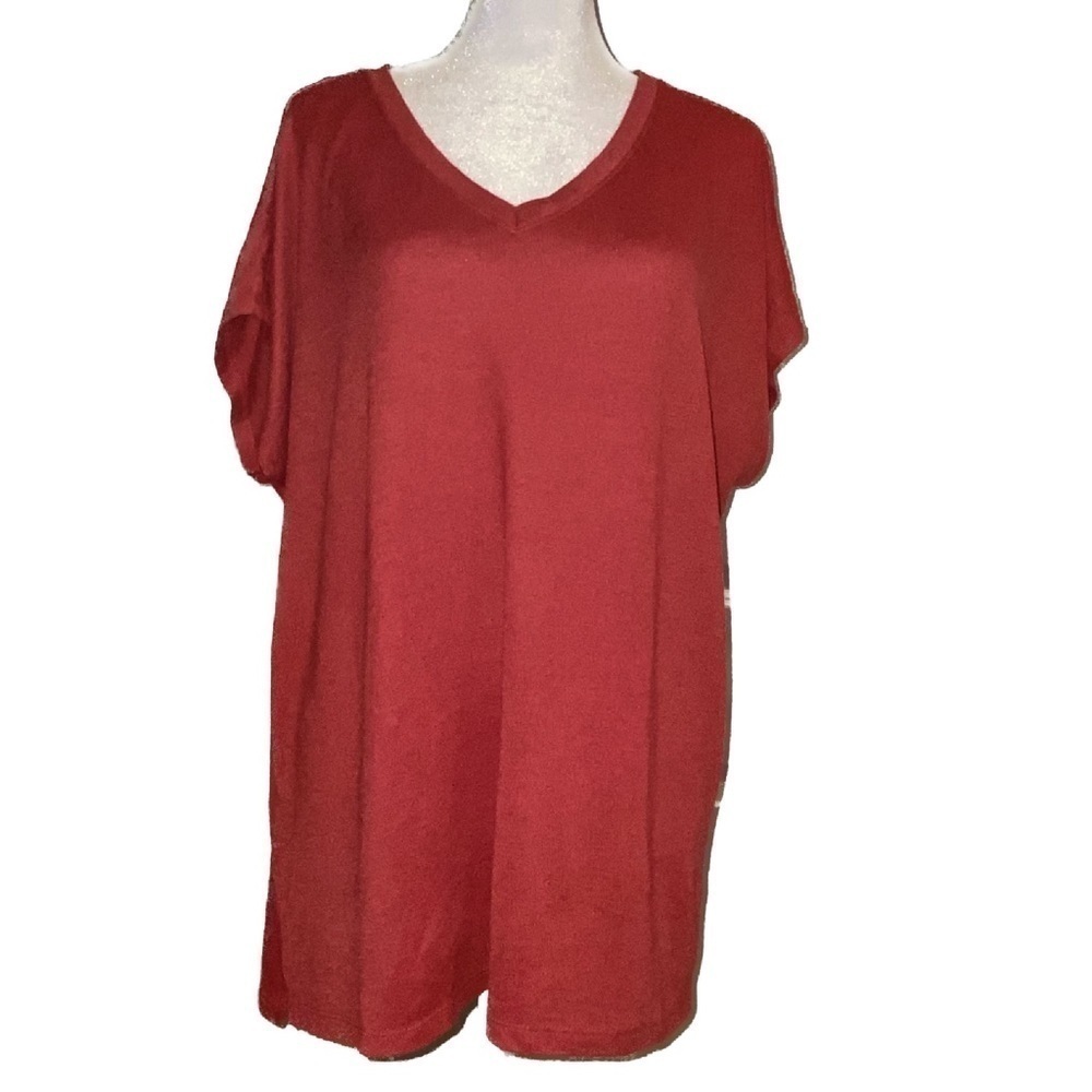ORVIS Oversized Knit Red Teeshirt Size XL
